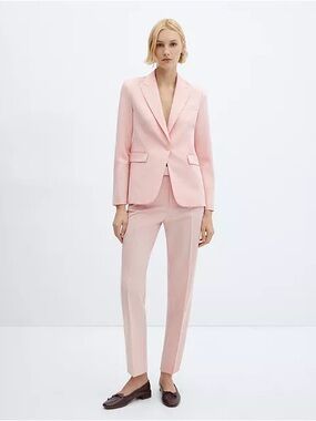 Mango Blush Powder Pink Tailored Blazer & Trousers 2-Piece Suit Set - US 2